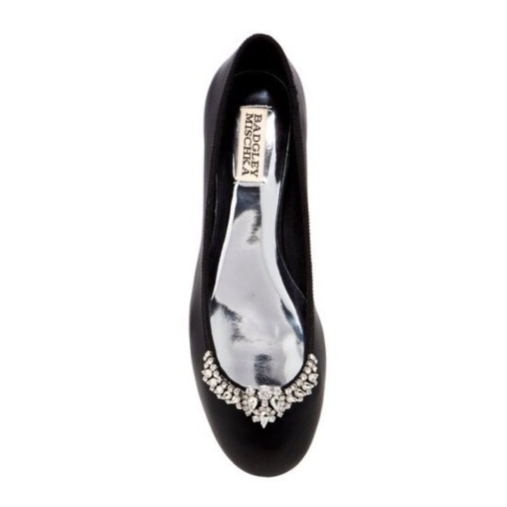 BADGLEY MISCHKA Wendy Black Embellished Flat